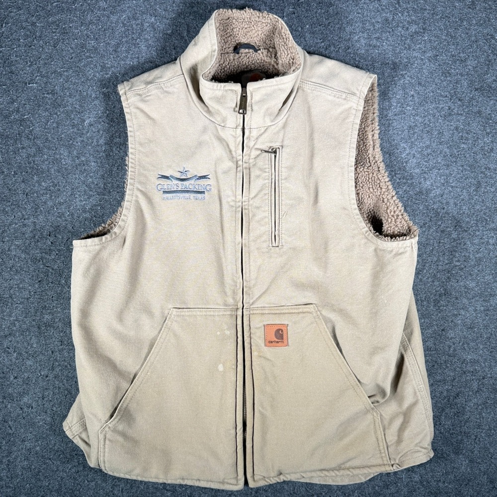 Carhartt Mens V33 DES Sandstone Mock Neck Sherpa Lined Vest Desert Tan Medium